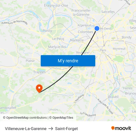 Villeneuve-La-Garenne to Saint-Forget map