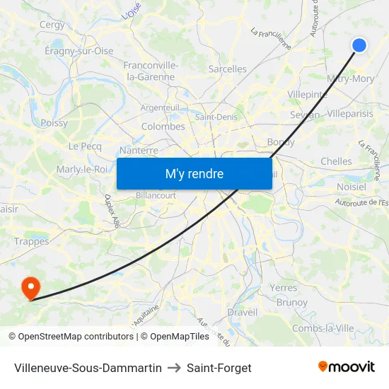 Villeneuve-Sous-Dammartin to Saint-Forget map