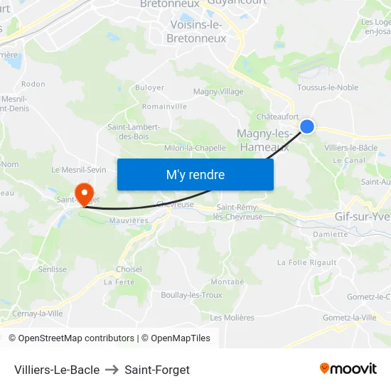 Villiers-Le-Bacle to Saint-Forget map