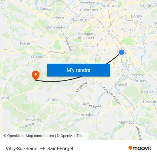 Vitry-Sur-Seine to Saint-Forget map