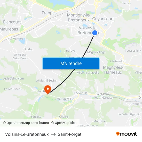 Voisins-Le-Bretonneux to Saint-Forget map