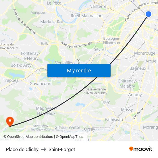 Place de Clichy to Saint-Forget map