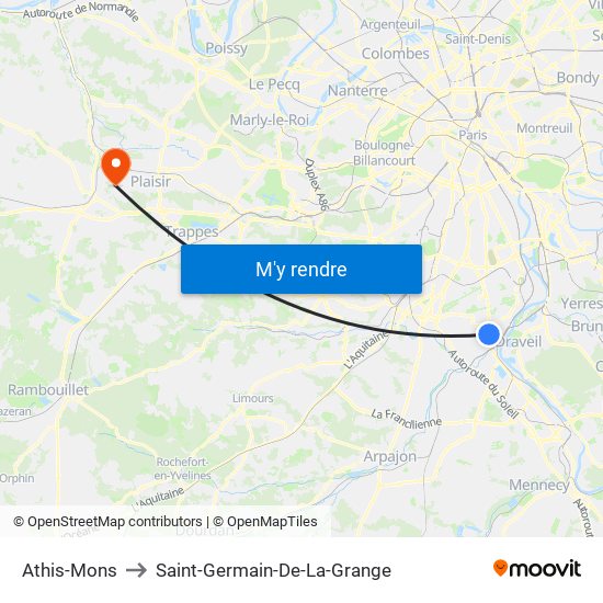 Athis-Mons to Saint-Germain-De-La-Grange map