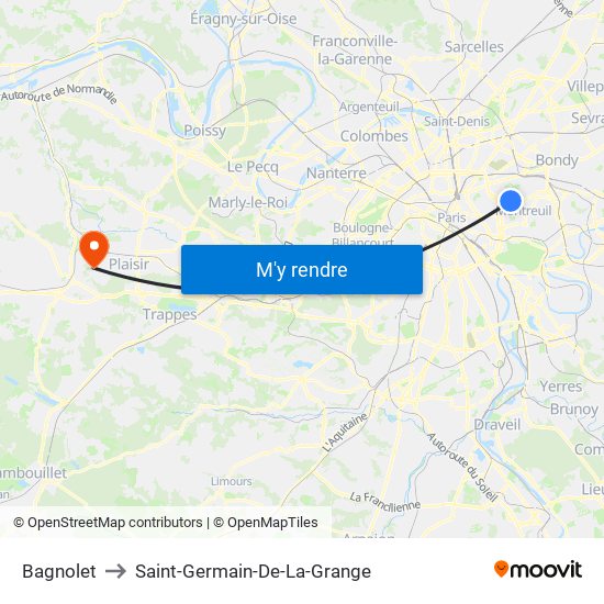 Bagnolet to Saint-Germain-De-La-Grange map