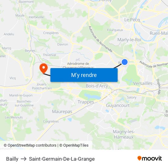 Bailly to Saint-Germain-De-La-Grange map