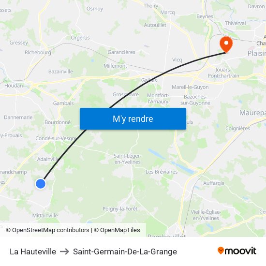 La Hauteville to Saint-Germain-De-La-Grange map