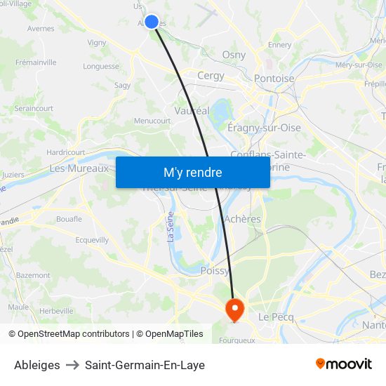 Ableiges to Saint-Germain-En-Laye map