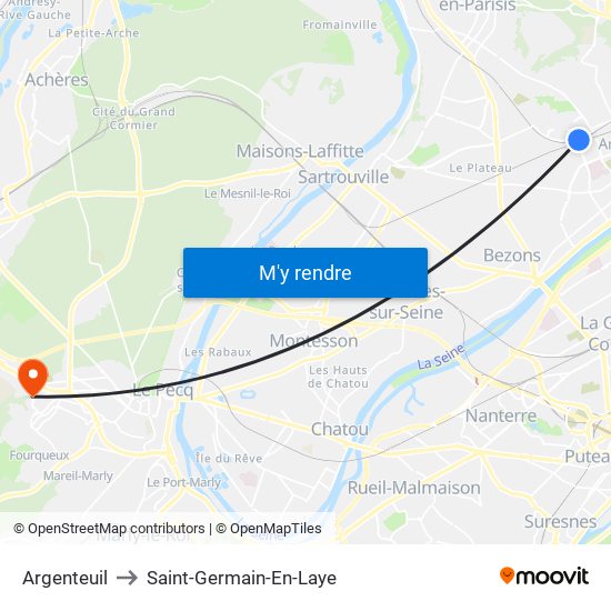 Argenteuil to Saint-Germain-En-Laye map