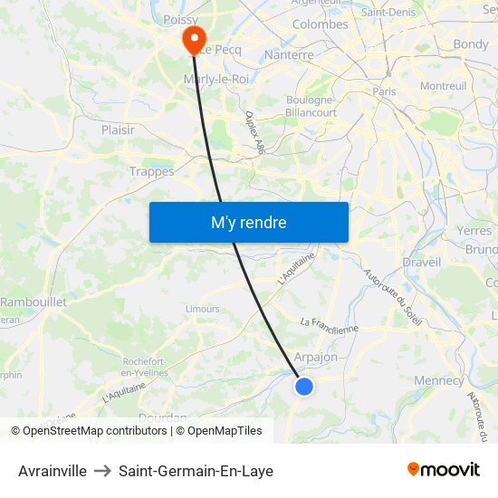 Avrainville to Saint-Germain-En-Laye map