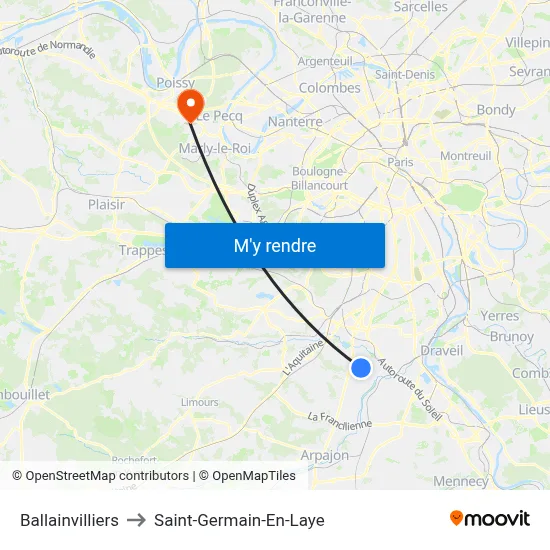 Ballainvilliers to Saint-Germain-En-Laye map