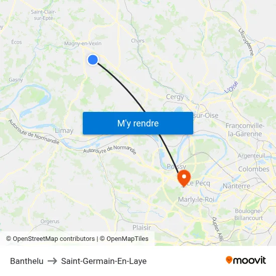 Banthelu to Saint-Germain-En-Laye map