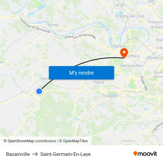 Bazainville to Saint-Germain-En-Laye map