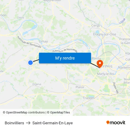 Boinvilliers to Saint-Germain-En-Laye map