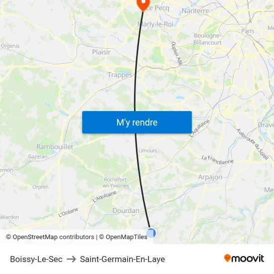 Boissy-Le-Sec to Saint-Germain-En-Laye map