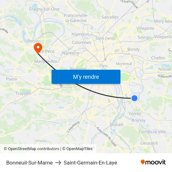 Bonneuil-Sur-Marne to Saint-Germain-En-Laye map