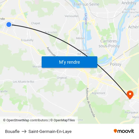 Bouafle to Saint-Germain-En-Laye map