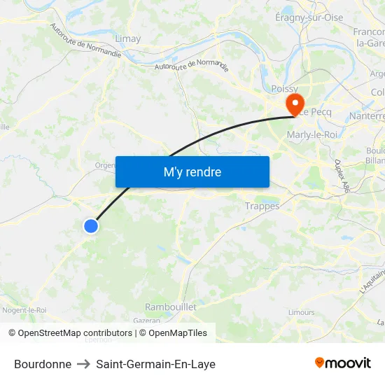 Bourdonne to Saint-Germain-En-Laye map