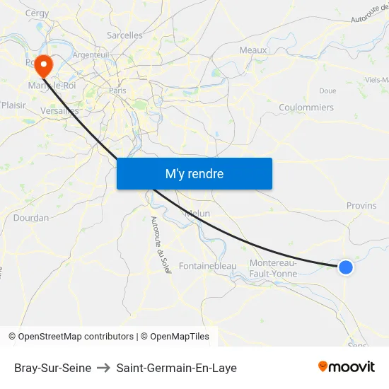 Bray-Sur-Seine to Saint-Germain-En-Laye map