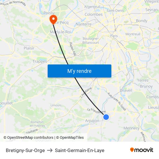 Bretigny-Sur-Orge to Saint-Germain-En-Laye map