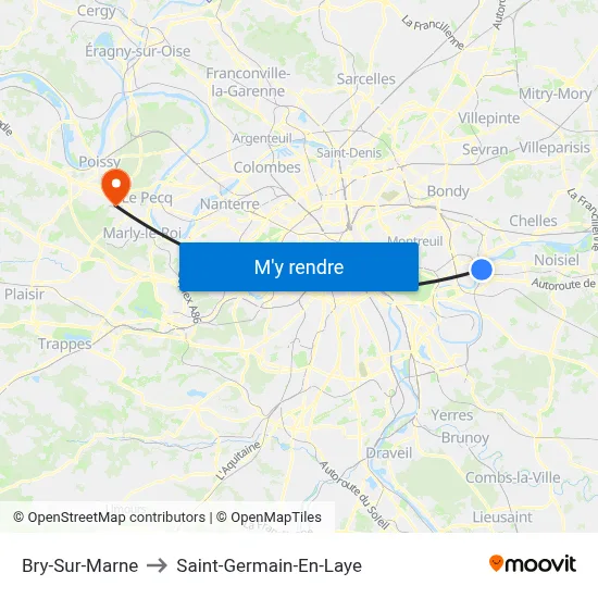 Bry-Sur-Marne to Saint-Germain-En-Laye map