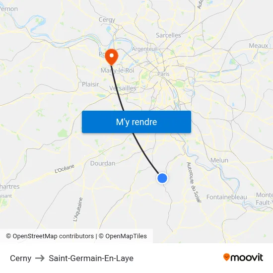 Cerny to Saint-Germain-En-Laye map
