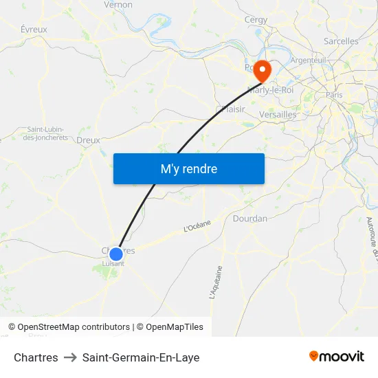 Chartres to Saint-Germain-En-Laye map