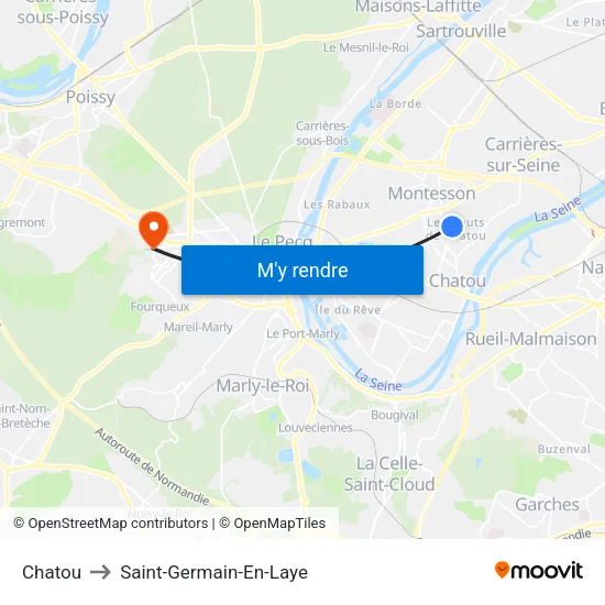 Chatou to Saint-Germain-En-Laye map