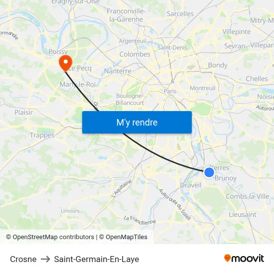 Crosne to Saint-Germain-En-Laye map