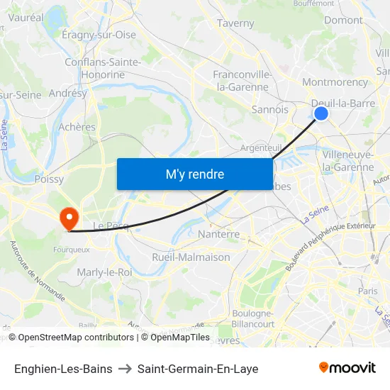 Enghien-Les-Bains to Saint-Germain-En-Laye map