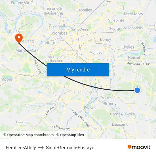 Ferolles-Attilly to Saint-Germain-En-Laye map
