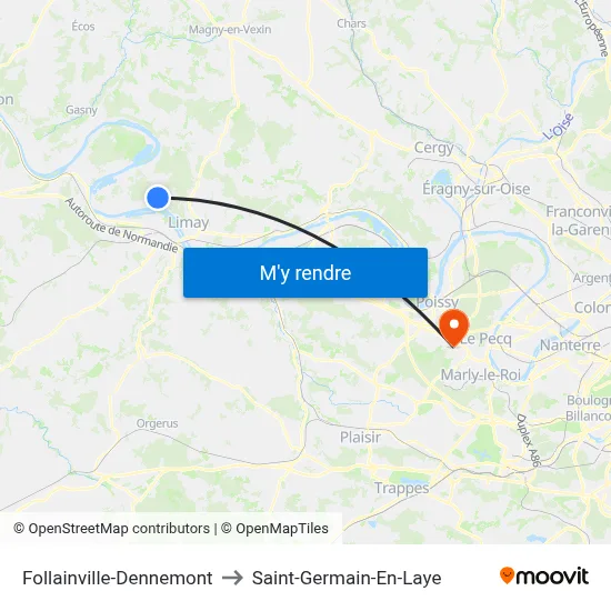 Follainville-Dennemont to Saint-Germain-En-Laye map
