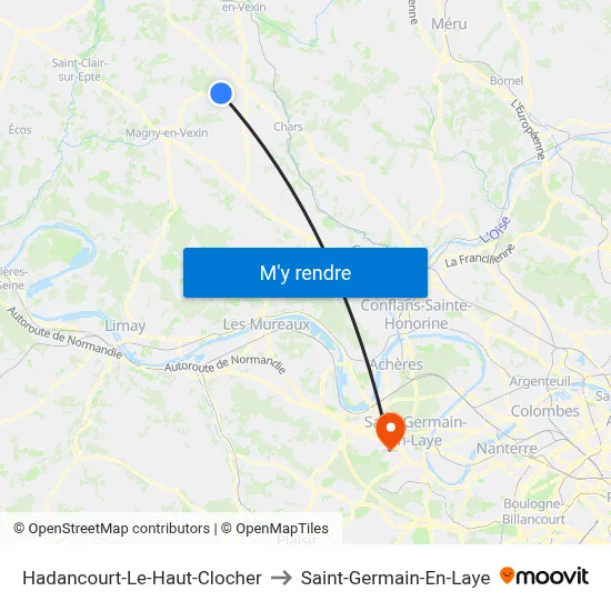 Hadancourt-Le-Haut-Clocher to Saint-Germain-En-Laye map