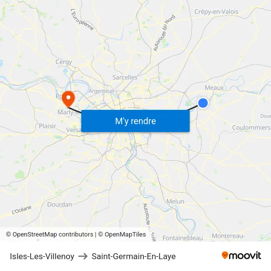 Isles-Les-Villenoy to Saint-Germain-En-Laye map