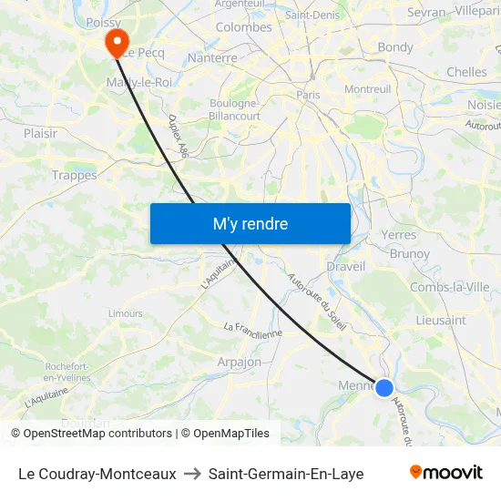 Le Coudray-Montceaux to Saint-Germain-En-Laye map