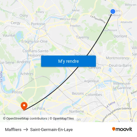 Maffliers to Saint-Germain-En-Laye map