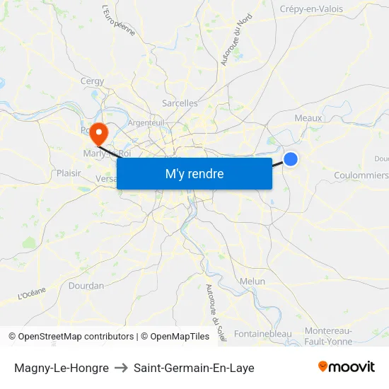 Magny-Le-Hongre to Saint-Germain-En-Laye map