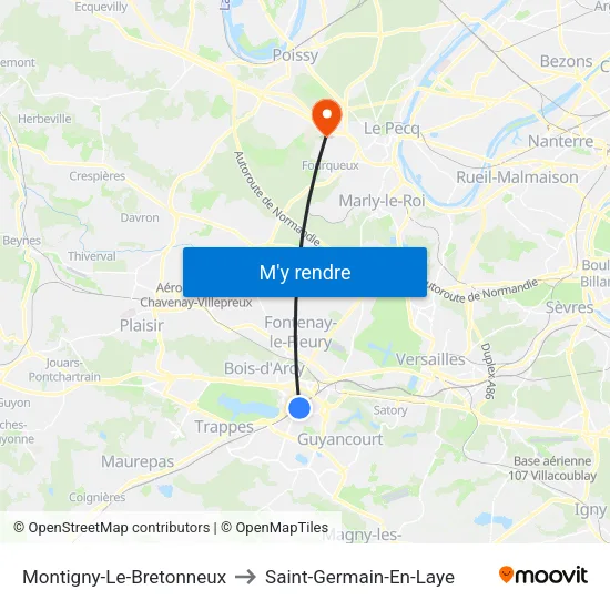 Montigny-Le-Bretonneux to Saint-Germain-En-Laye map