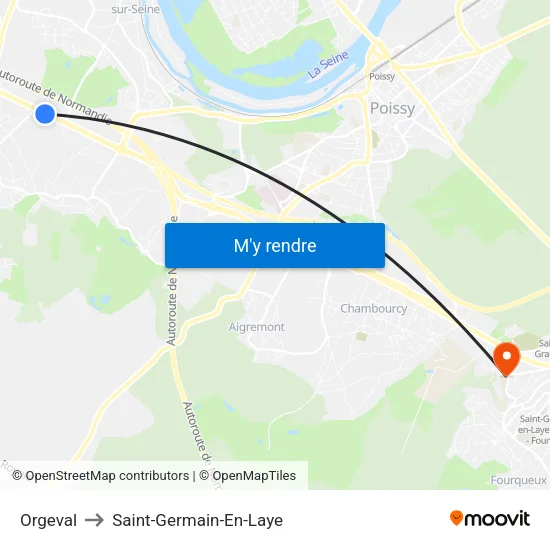 Orgeval to Saint-Germain-En-Laye map