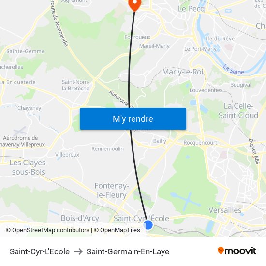 Saint-Cyr-L'Ecole to Saint-Germain-En-Laye map