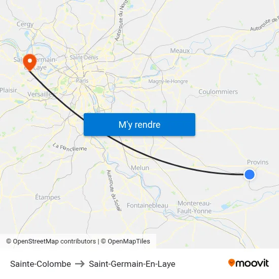 Sainte-Colombe to Saint-Germain-En-Laye map
