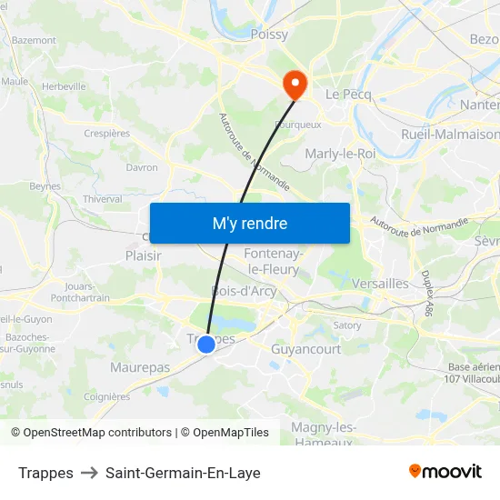 Trappes to Saint-Germain-En-Laye map