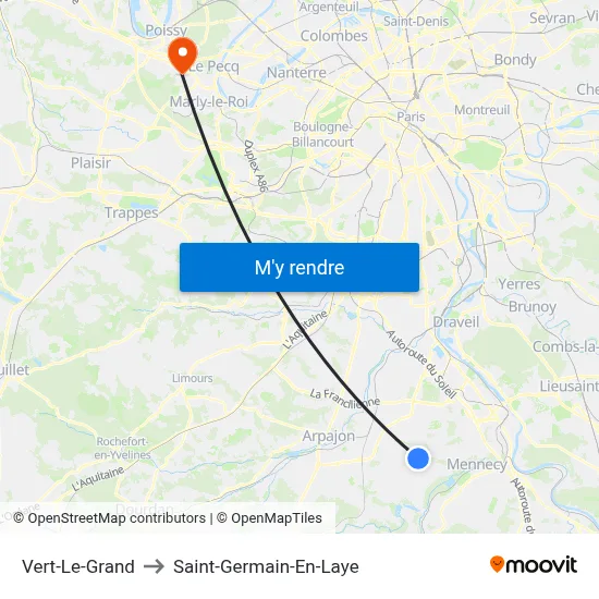 Vert-Le-Grand to Saint-Germain-En-Laye map