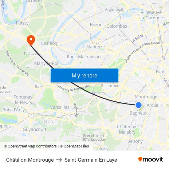 Châtillon-Montrouge to Saint-Germain-En-Laye map