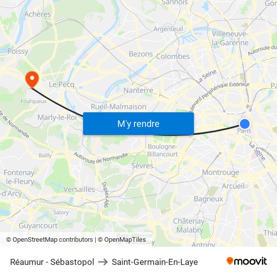Réaumur - Sébastopol to Saint-Germain-En-Laye map