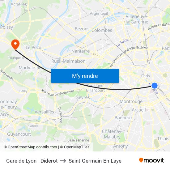 Gare de Lyon - Diderot to Saint-Germain-En-Laye map