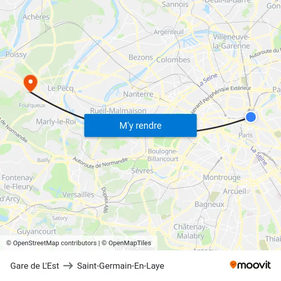 Gare de L'Est to Saint-Germain-En-Laye map