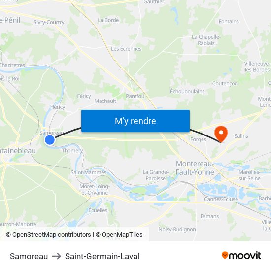 Samoreau to Saint-Germain-Laval map