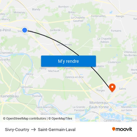 Sivry-Courtry to Saint-Germain-Laval map