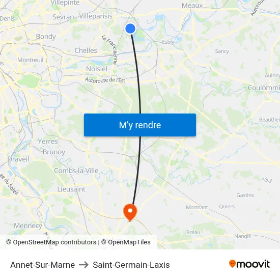 Annet-Sur-Marne to Saint-Germain-Laxis map