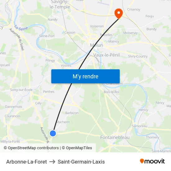 Arbonne-La-Foret to Saint-Germain-Laxis map
